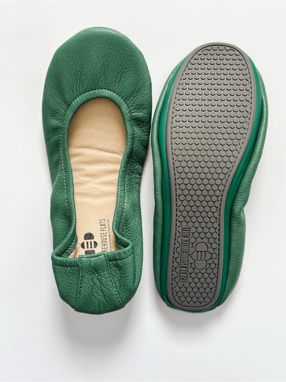 The Storehouse Flats Green Leather Flats Size 8
